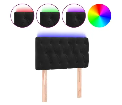 Gultas Galvgalis Ar Led, 80X7X78/88 Cm, Melns Samts Vidaxl