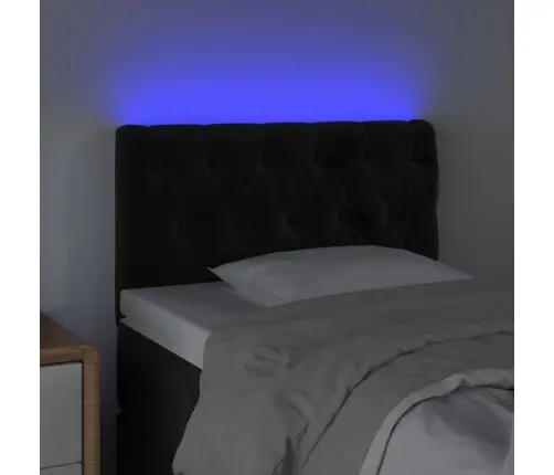 Gultas Galvgalis Ar Led, 80X7X78/88 Cm, Melns Samts Vidaxl