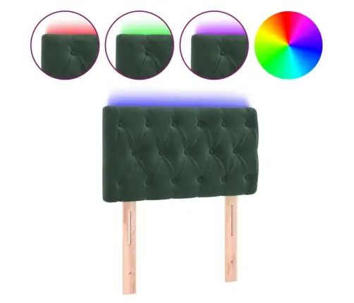 Gultas Galvgalis Ar Led, 80X7X78/88 Cm, Tumši Zaļš Samts Vidaxl