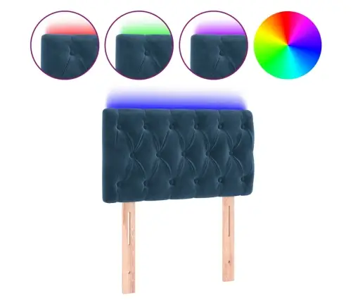 Gultas Galvgalis Ar Led, 80X7X78/88 Cm, Tumši Zils Samts Vidaxl