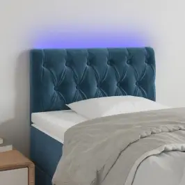 Gultas Galvgalis Ar Led, 80X7X78/88 Cm, Tumši Zils Samts Vidaxl