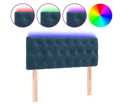 Gultas Galvgalis Ar Led, 90X7X78/88 Cm, Tumši Zils Samts Vidaxl