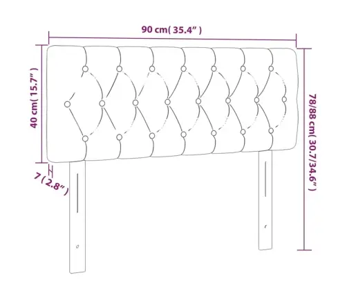 Gultas Galvgalis Ar Led, 90X7X78/88 Cm, Tumši Zils Samts Vidaxl