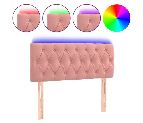 Gultas Galvgalis Ar Led, 90X7X78/88 Cm, Rozā Samts Vidaxl