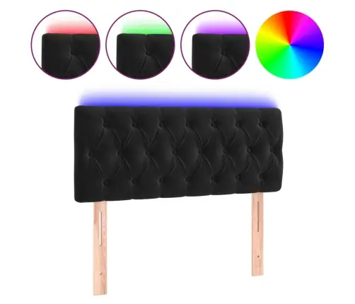 Gultas Galvgalis Ar Led, 100X7X78/88 Cm, Melns Samts Vidaxl