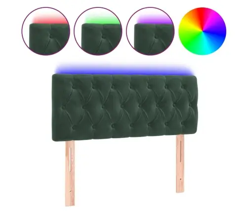 Gultas Galvgalis Ar Led, 100X7X78/88 Cm, Tumši Zaļš Samts Vidaxl