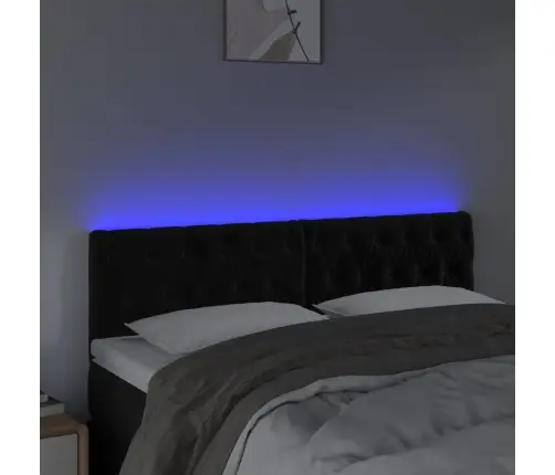 Led-Voodipeats, Must, 144X7X78/88 cm Samet