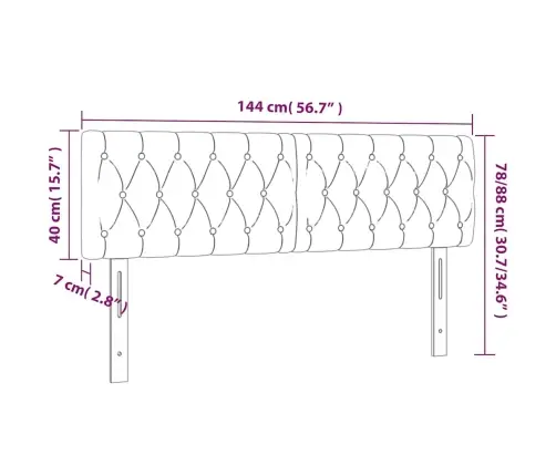 Gultas Galvgalis Ar Led, 144X7X78/88 Cm, Tumši Zaļš Samts Vidaxl