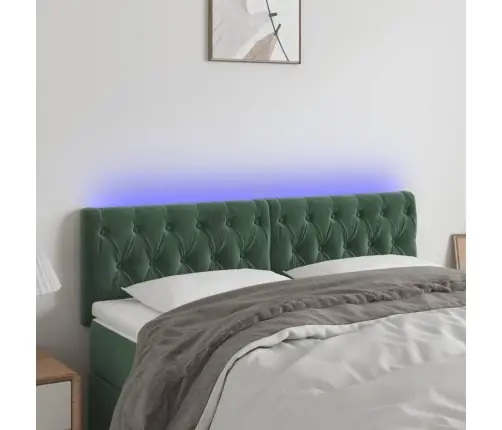 Gultas Galvgalis Ar Led, 144X7X78/88 Cm, Tumši Zaļš Samts Vidaxl