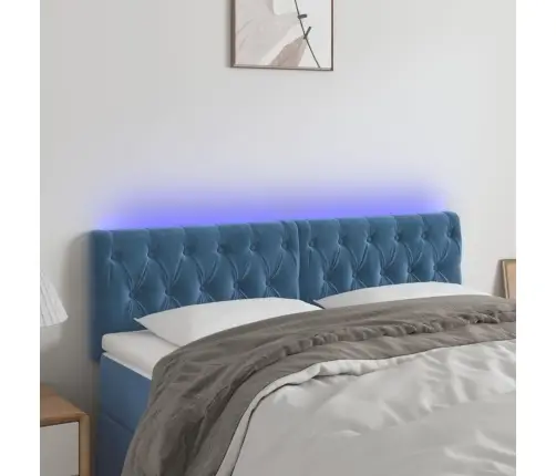 Gultas Galvgalis Ar Led, 144X7X78/88 Cm, Zils Samts Vidaxl