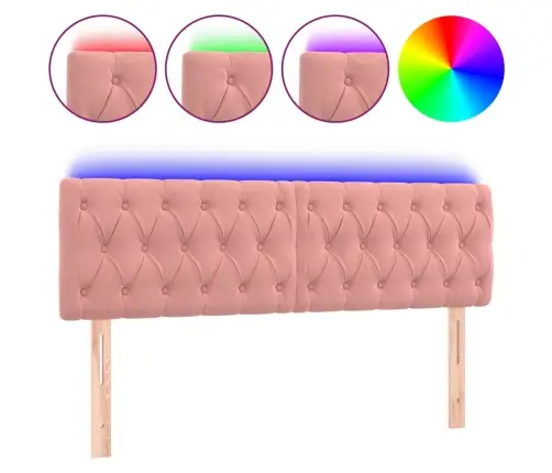 Led-Voodipeats, Roosa, 144X7X78/88 cm Samet