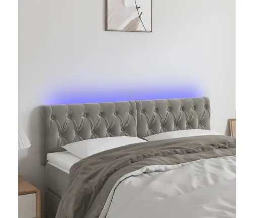 Gultas Galvgalis Ar Led, 160X7X78/88 Cm, Gaiši Pelēks Samts Vidaxl