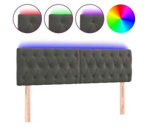 Galvūgalis Su Led, Tamsiai Pilkas, 160X7X78/88cm Aksomas