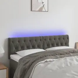 Gultas Galvgalis Ar Led, 160X7X78/88 Cm, Tumši Pelēks Samts Vidaxl