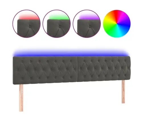 Gultas Galvgalis Ar Led, 180X7X78/88 Cm, Tumši Pelēks Samts Vidaxl