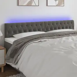 Gultas Galvgalis Ar Led, 180X7X78/88 Cm, Tumši Pelēks Samts Vidaxl