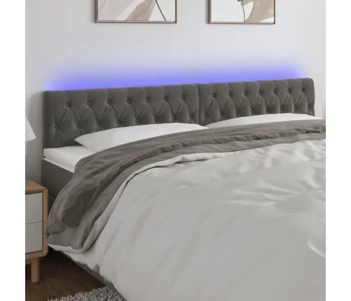 Gultas Galvgalis Ar Led, 180X7X78/88 Cm, Tumši Pelēks Samts Vidaxl