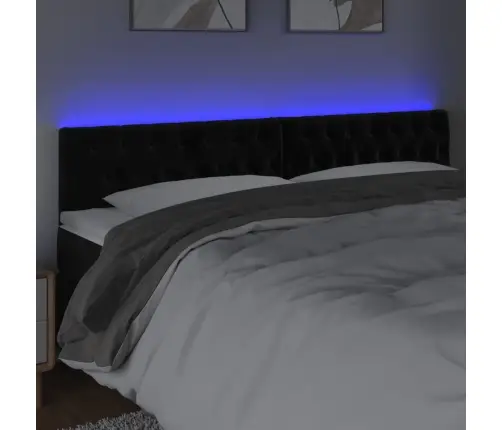 Gultas Galvgalis Ar Led, 200X7X78/88 Cm, Melns Samts Vidaxl