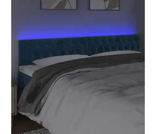 Gultas Galvgalis Ar Led, 200X7X78/88 Cm, Zils Samts Vidaxl