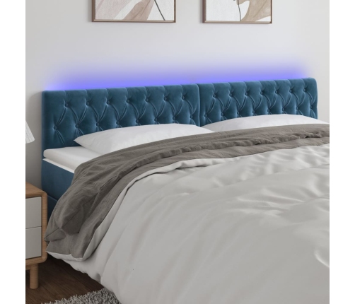 Gultas Galvgalis Ar Led, 200X7X78/88 Cm, Zils Samts Vidaxl