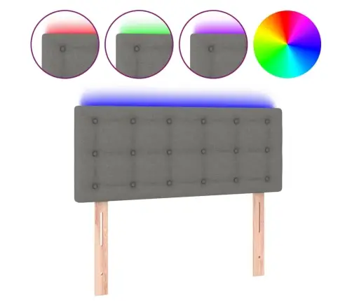 Gultas Galvgalis Ar Led, 90X5X78/88 Cm, Tumši Pelēks Audums Vidaxl