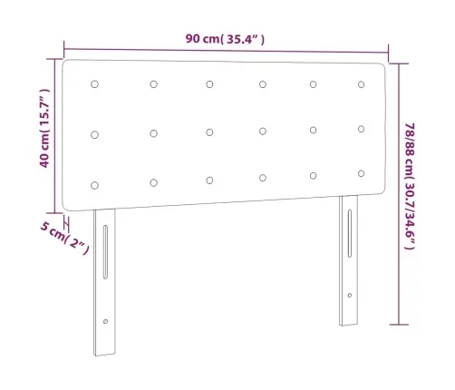 Gultas Galvgalis Ar Led, 90X5X78/88 Cm, Tumši Pelēks Audums Vidaxl