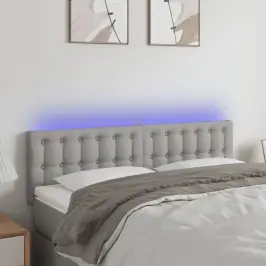 Gultas Galvgalis Ar Led, 144X5X78/88 Cm, Gaiši Pelēks Audums Vidaxl