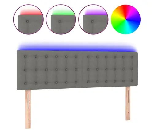 Gultas Galvgalis Ar Led, 144X5X78/88 Cm, Tumši Pelēks Audums Vidaxl