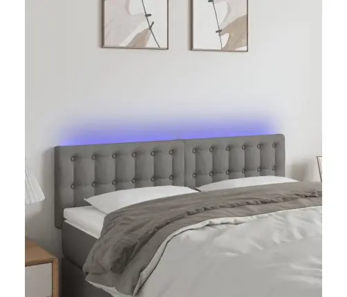 Gultas Galvgalis Ar Led, 144X5X78/88 Cm, Tumši Pelēks Audums Vidaxl