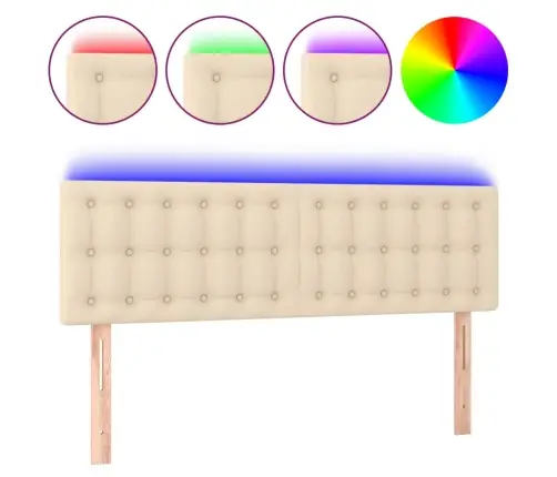 Gultas Galvgalis Ar Led, 144X5X78/88 Cm, Krēmkrāsas Audums Vidaxl