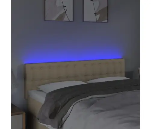 Gultas Galvgalis Ar Led, 144X5X78/88 Cm, Krēmkrāsas Audums Vidaxl