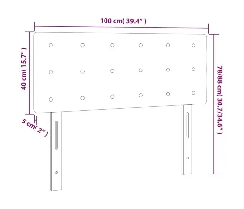 Galvūgalis Su Led, Tamsiai Žalias, 100X5X78/88cm Aksomas