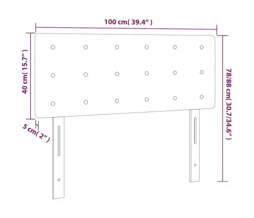 Gultas Galvgalis Ar Led, 100X5X78/88 Cm, Zils Samts Vidaxl