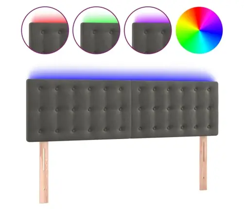 Gultas Galvgalis Ar Led, 144X5X78/88 Cm, Tumši Pelēks Samts Vidaxl