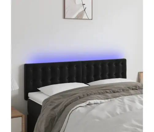 Galvūgalis Su Led, Juodos Spalvos, 144X5X78/88cm Aksomas