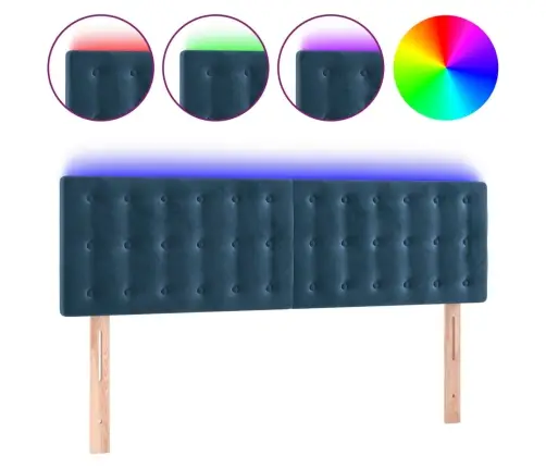 Galvūgalis Su Led, Tamsiai Mėlynas, 144X5X78/88cm Aksomas