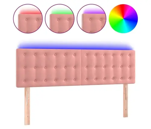 Galvūgalis Su Led, Rožinės Spalvos, 144X5X78/88cm Aksomas