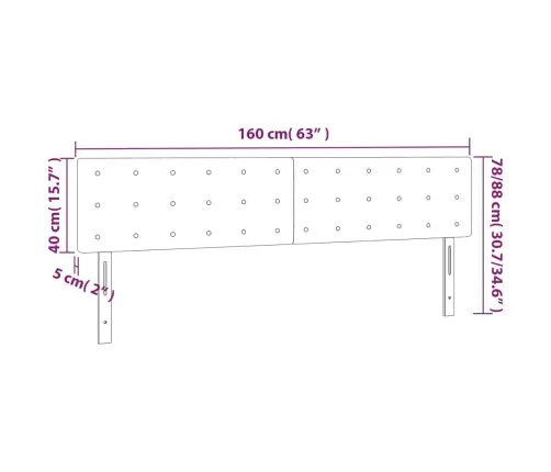 Gultas Galvgalis Ar Led, 160X5X78/88 Cm, Gaiši Pelēks Samts Vidaxl