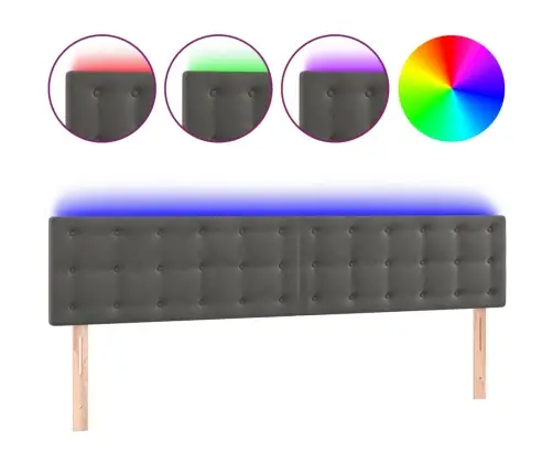 Gultas Galvgalis Ar Led, 160X5X78/88 Cm, Tumši Pelēks Samts Vidaxl