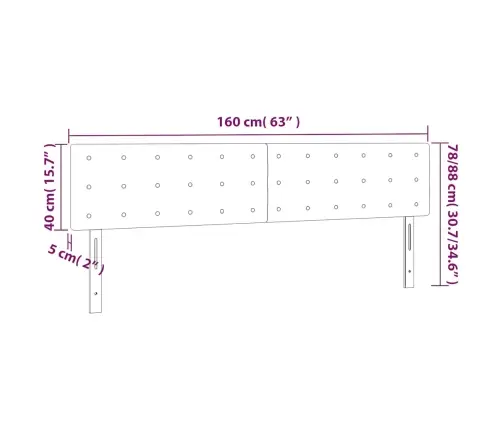 Gultas Galvgalis Ar Led, 160X5X78/88 Cm, Tumši Zils Samts Vidaxl