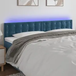 Gultas Galvgalis Ar Led, 160X5X78/88 Cm, Tumši Zils Samts Vidaxl