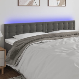 Gultas Galvgalis Ar Led, 180X5X78/88 Cm, Tumši Pelēks Samts Vidaxl