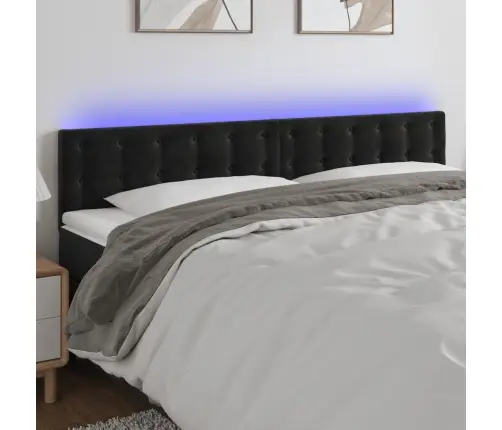 Led-Voodipeats, Must, 180X5X78/88 cm Samet