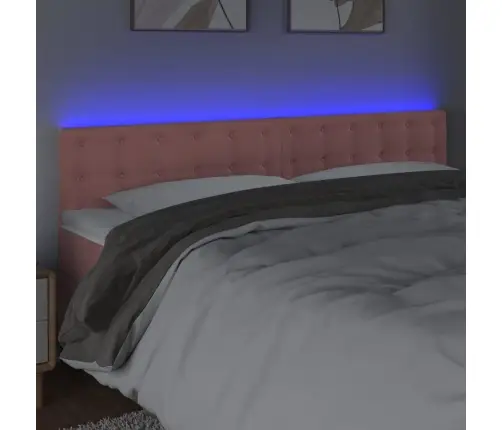 Galvūgalis Su Led, Rožinės Spalvos, 180X5X78/88cm Aksomas