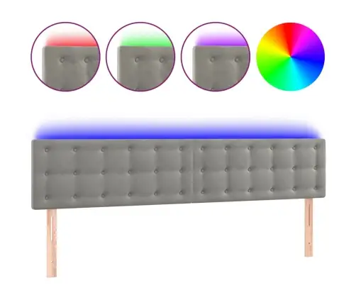 Gultas Galvgalis Ar Led, 200X5X78/88 Cm, Gaiši Pelēks Samts Vidaxl