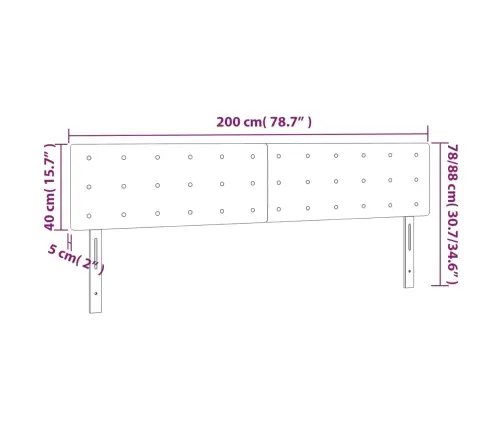 Gultas Galvgalis Ar Led, 200X5X78/88 Cm, Gaiši Pelēks Samts Vidaxl