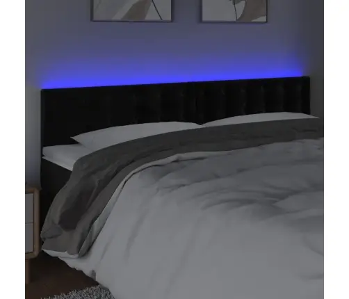 Gultas Galvgalis Ar Led, 200X5X78/88 Cm, Melns Samts Vidaxl