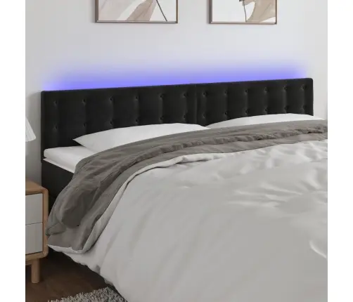 Gultas Galvgalis Ar Led, 200X5X78/88 Cm, Melns Samts Vidaxl