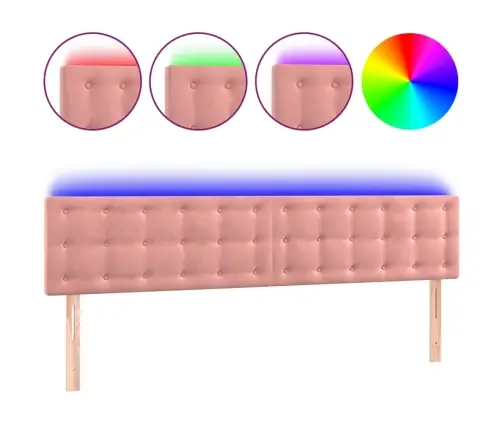 Gultas Galvgalis Ar Led, 200X5X78/88 Cm, Rozā Samts Vidaxl