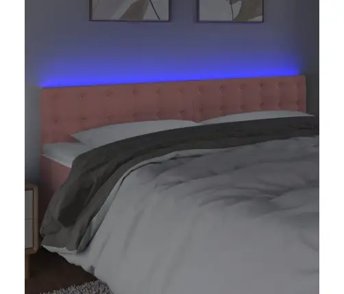 Gultas Galvgalis Ar Led, 200X5X78/88 Cm, Rozā Samts Vidaxl